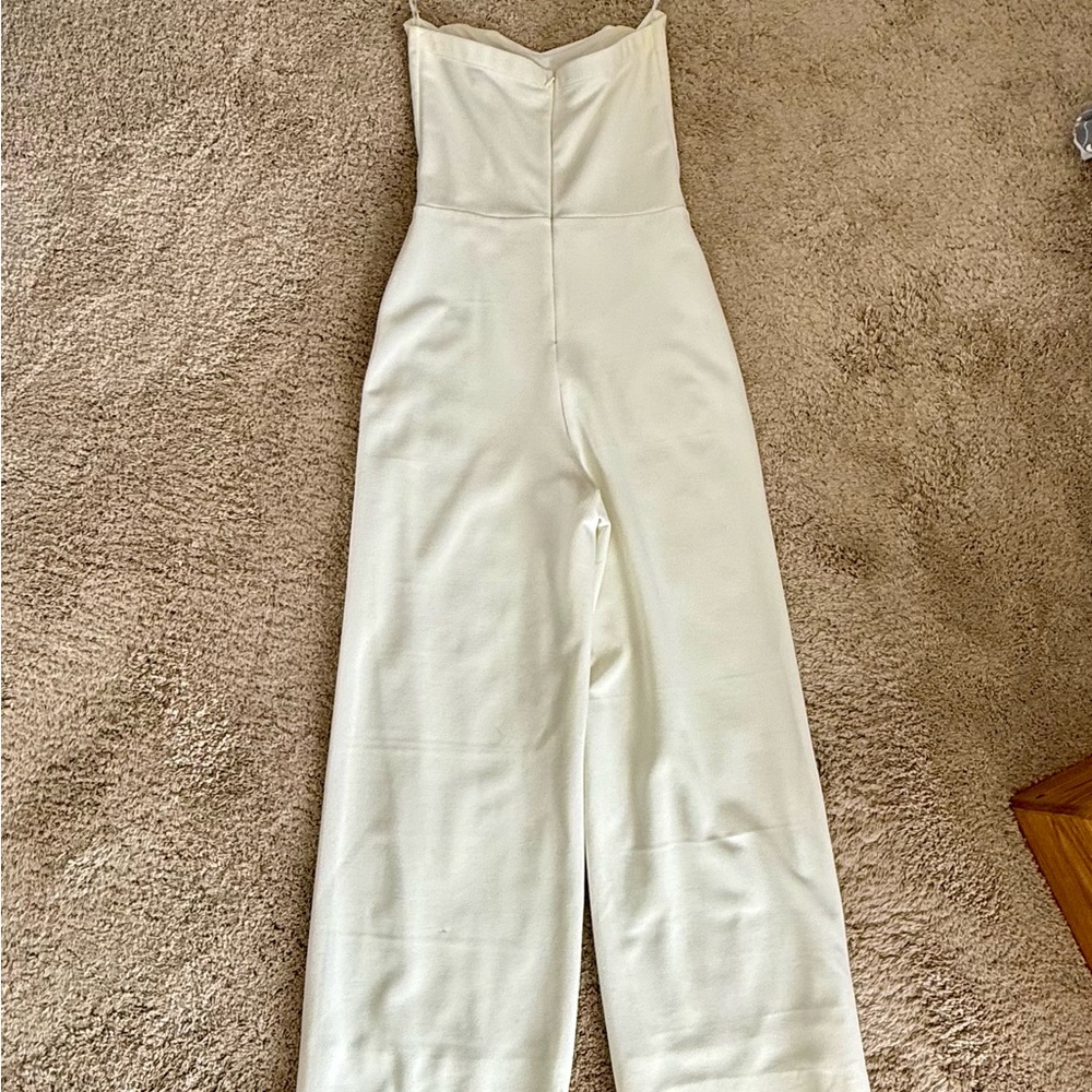 Lulu's Strapless Cream Jumpsuit
